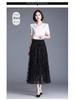 Women's High-Waisted Double-Sided Flocked Mesh Pleated A-Line Midi Skirt - New Slimming Spring Style