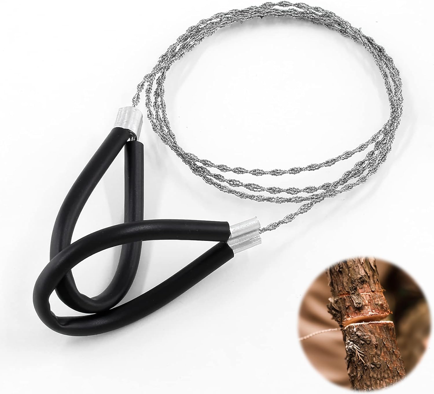 

Металлическая проволочная пила ручная карманная струнная веревочная пила для аварийного выживания инструмент для резки ПВХ труб для дерева кемпинга пеших походов охоты чёрный