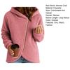 Fuzzy Hooded Sherpa Coat Womens Fleece Jacket Long Sleeve Oblique Zip Up Fall Winter Outerwear With Pockets