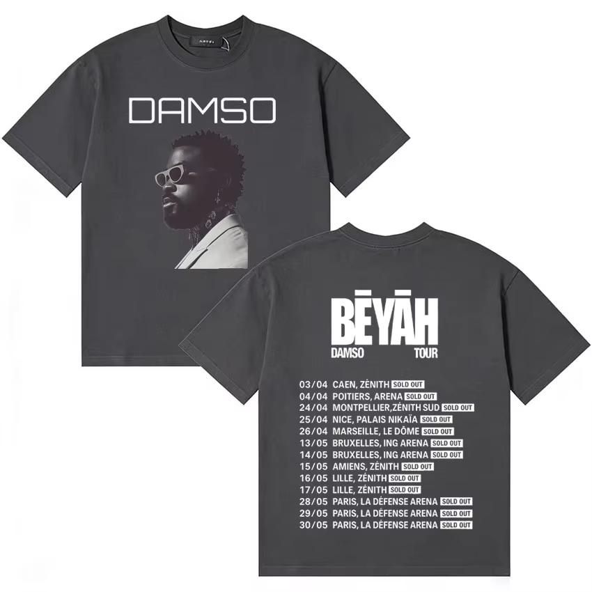 

Singer Damso 2026 Tour Beyah Album Hip Hop Aesthetic Short Sleeve T Shirt Unisex WOMEN Loose ONeck Cotton Tshrit Unisex Ins Y2k 4XL