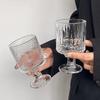 Retro Sunflower Embossed High-Leg Glass Cup