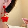 Pearl Winter Bow Star Earrings Plush Pendant Y2K Drop Earrings Plush Star Earrings  Girls Gift
