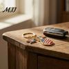 Star Shaped Keychain Independence Day Pendant, Enamel Zinc Alloy Key Holder with Feather Design USA Letters Stars Hearts Patriotic Design, American
