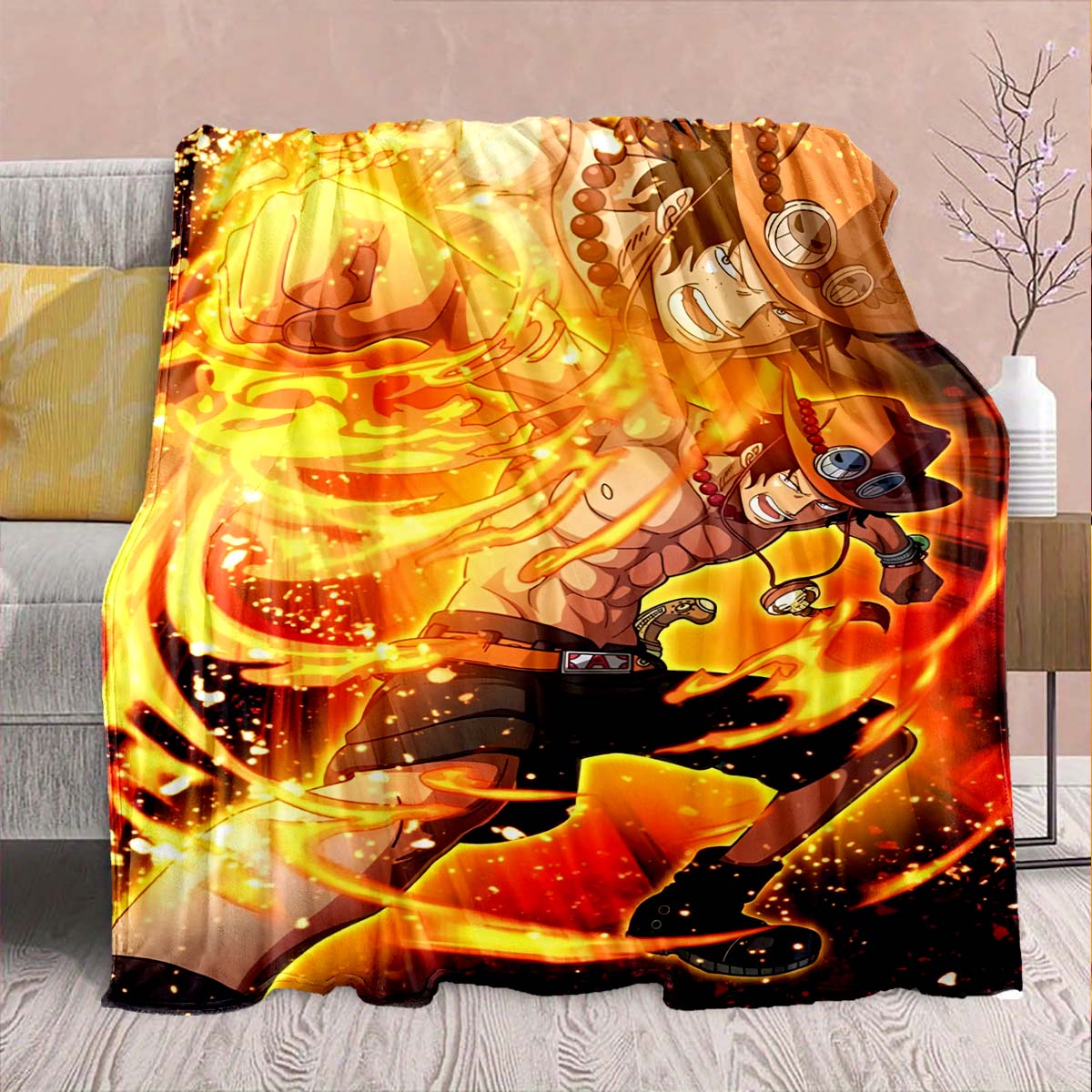 

One Piece Anime Flannel Blanket - Soft Warm Perfect for Sofa, Bedding Camping Travel Office Home Decor -QJY 75x90cm