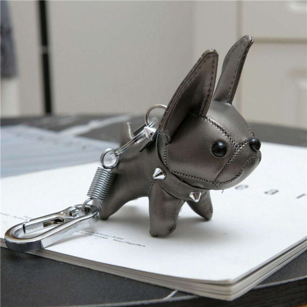 Cartoon Chubby Leather Keychain Cute Car Keyring Unique Dog Pendant Friend
