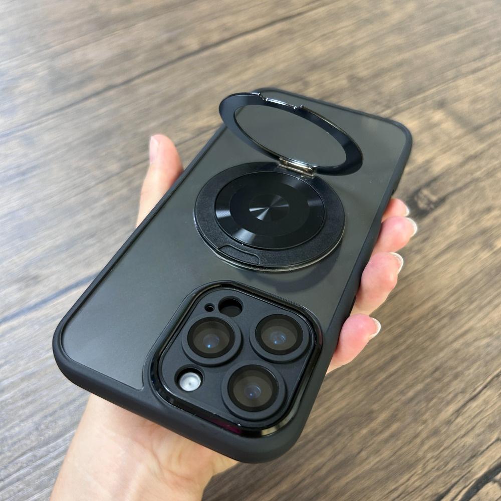 Luxuriöse magnetische Lade-Klapphülle mit versteckter Halterung für iPhone 16 15 14 13 Pro Max, All-Inclusive-Linsenschutzabdeckung