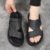 Fashion Fashion Antiskid Beach Dual-purpose Sandals New Handmade Comfort Flat Summer Male Sandals Men Breathable Leather Outdoor Sandals