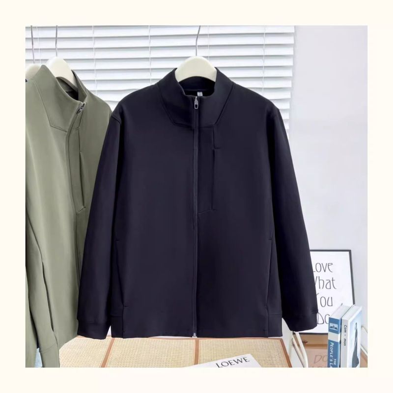Export Original Lu Family New Arrival Italian Spring & Fall Stretch Zipped Stand Collar Jacket Outwear Fashion Casual Top Men and Women