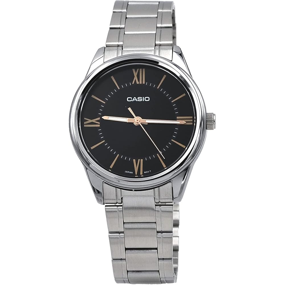 Casio MTP-V005D-1B5 Men s Analog Watch Stainless Steel Black Dial Roman Numerals