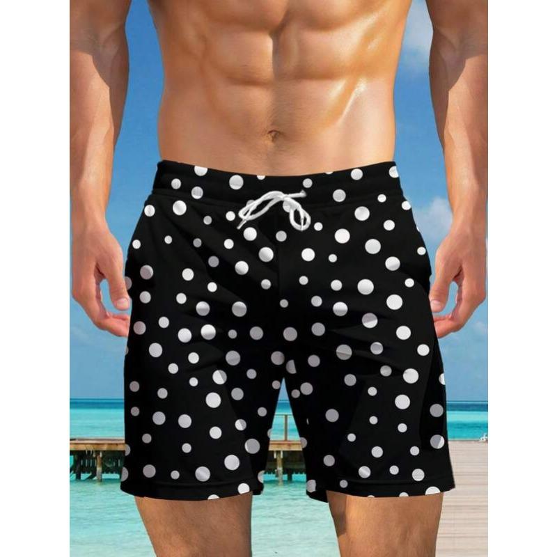 Men's Lemon Striped Print Board Shorts Quick Dry Beach Swim Trunks