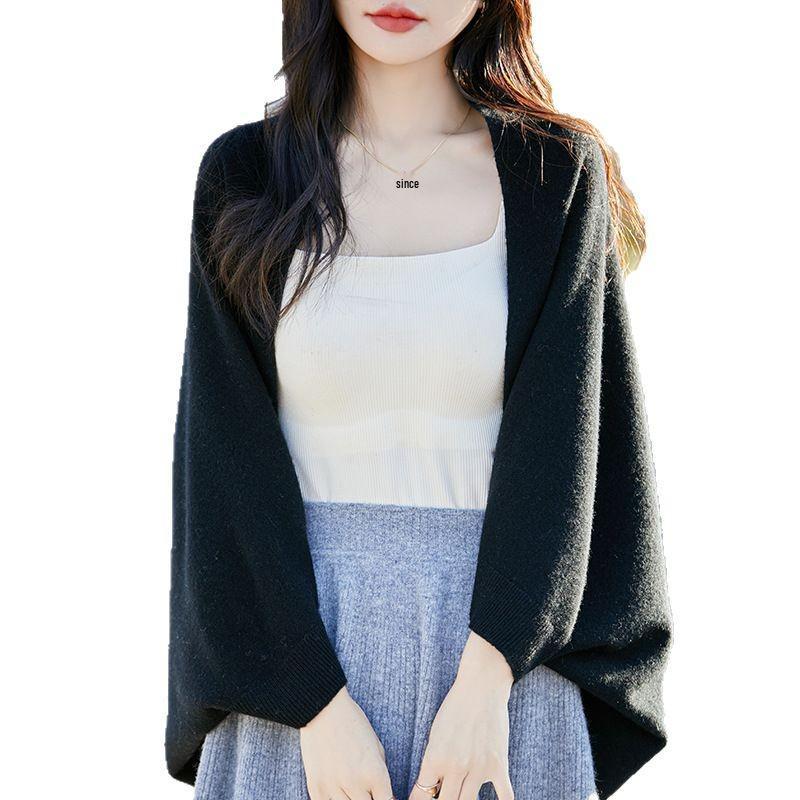Dense Knit Wool Shawl Cardigan: Women's 2025 Fashion, Dual-Use Scarf and Coat, Spring/Autumn/Winter Style, Loose Fit