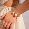 European and American metal sense imitation pearl geometry multi-layer hollow opening bracelet retro elegant jewelry 