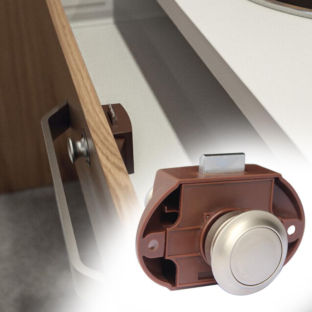 For Drawer Cupboard Cabinet Push Button Lock Safety Latch