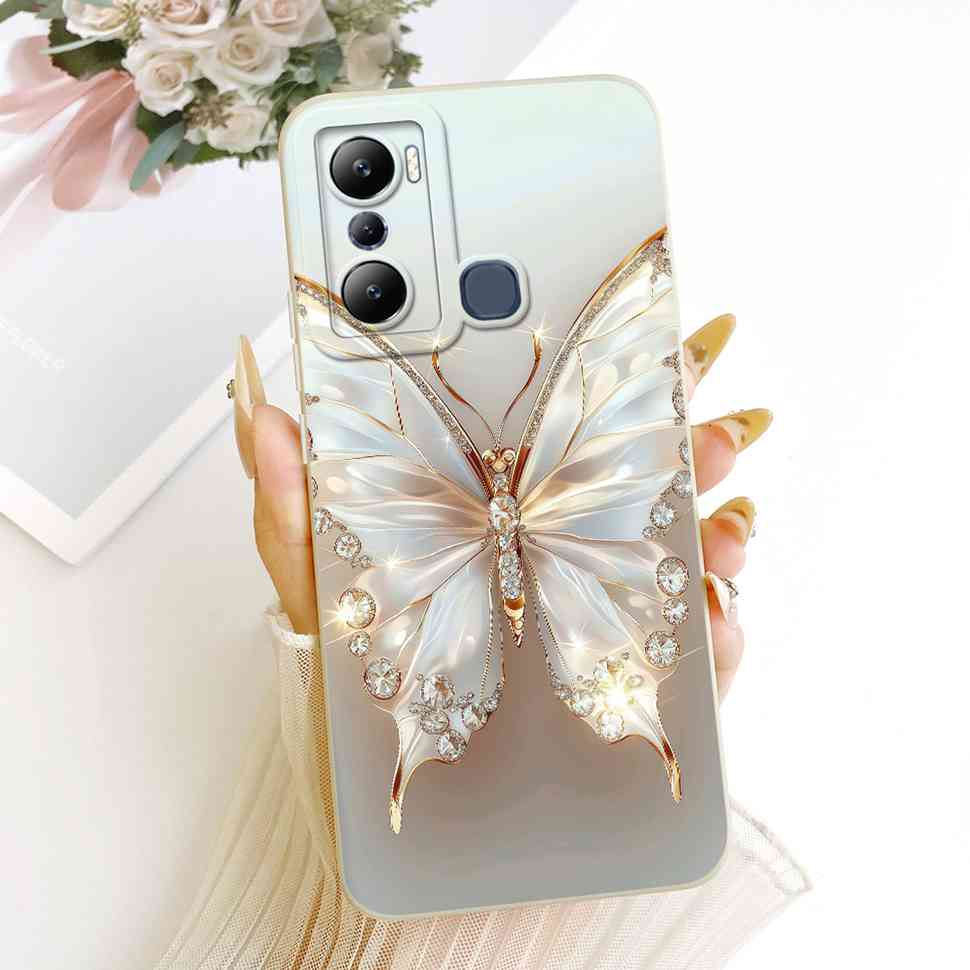 Für Infinix Hot 20i X665C X665E Hüllen Blume Schmetterling Silikon Weiche Abdeckung Für Infinix Hot 20i Hot20i Handy Rückseite Hülle