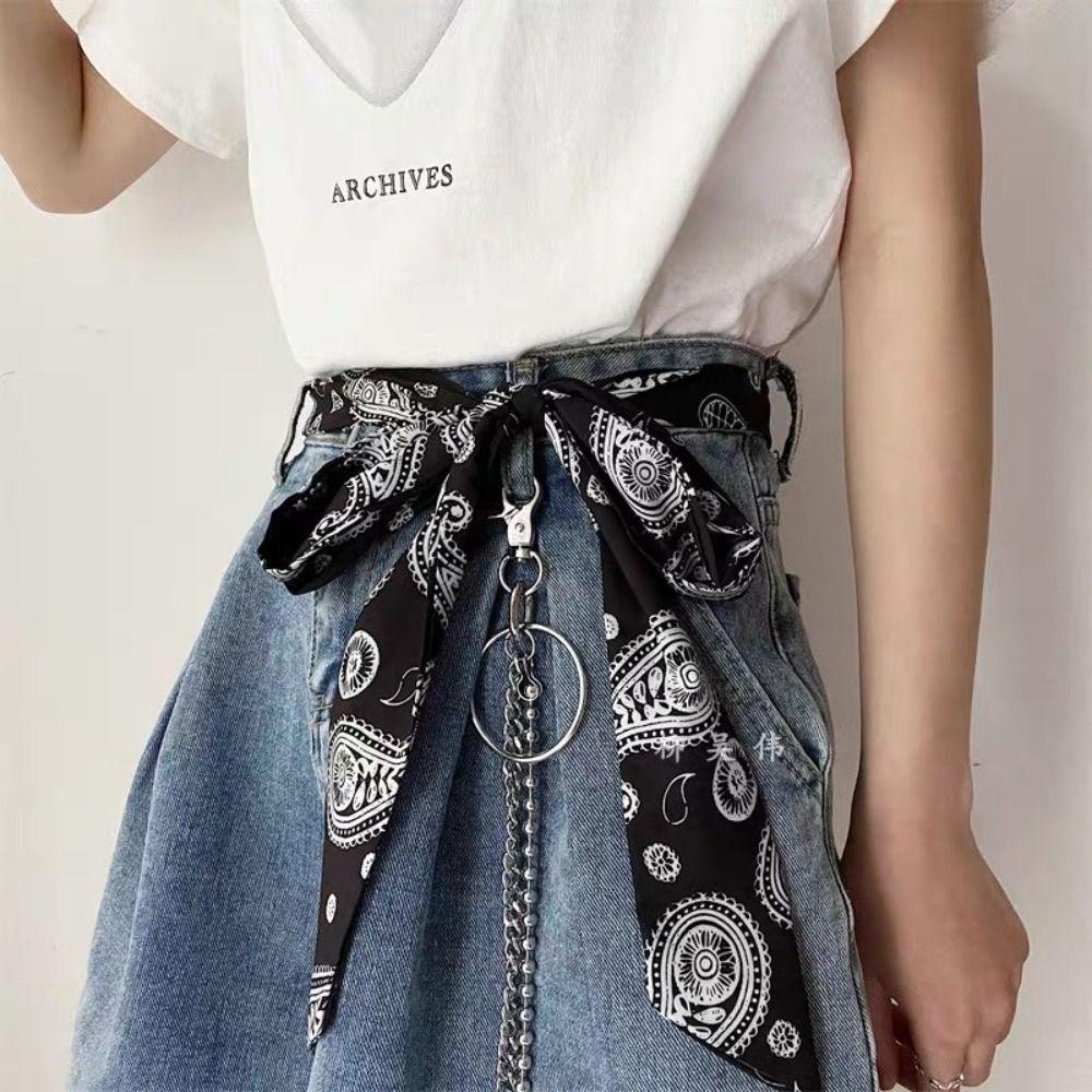 

With Chain Pants Belt 200*5cm Bags Ribbons Fashion Neckerchief Travel A