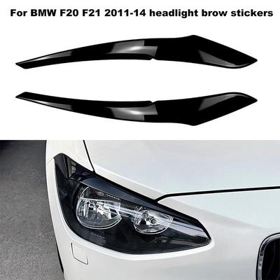 2Pcs Glossy Black Car Front Headlight Eyebrow Eyelid Cover for BMW 1 Series F20 F21 Standard Pre-facelift 2011-2014