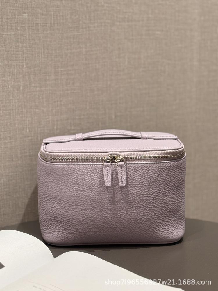 Large Capacity Leather Cosmetic Bag Portable Travel Makeup Case with Handle