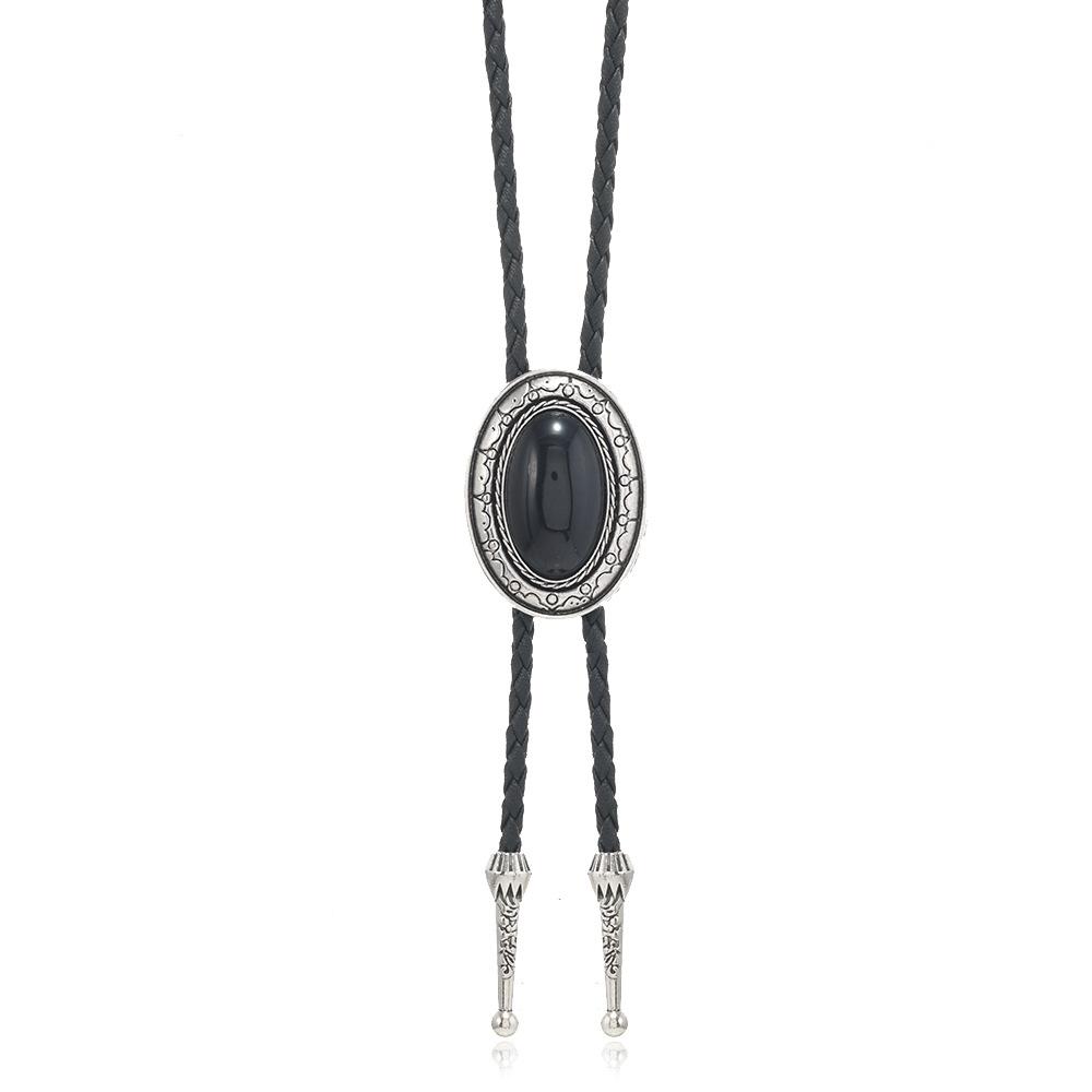 Westliche Bolo Krawatte für Männer Frauen Vintage Stein Anhänger Leder Seil Halstuch Cowboy Lässig Party Hochzeit Bühnenauftritt Kostüm Zubehör