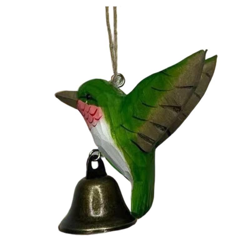 

Wood Hummingbird Wind Chimes Hand Carved Wooden Hummingbird Statues Figurines Hanging Ornament for Car Home Decors