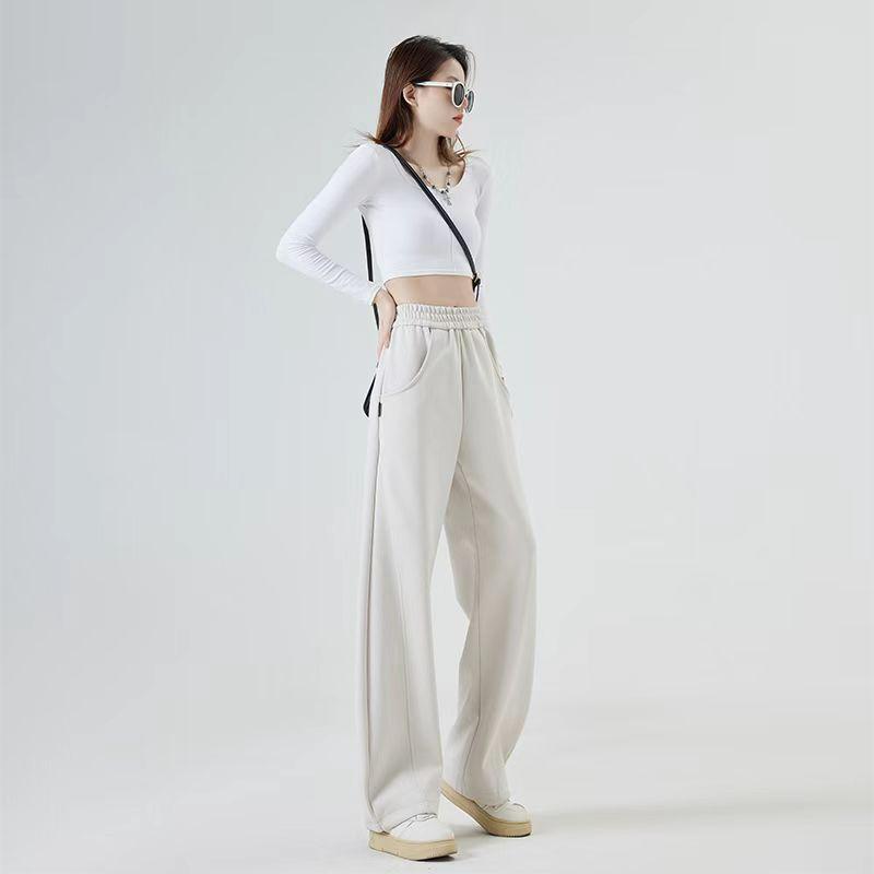 

Women s High-Waist Gray Retro Sweatpants - Spring/Summer/Autumn Casual Loose Wide-Leg Banana Pants X-Large армія зелений колір