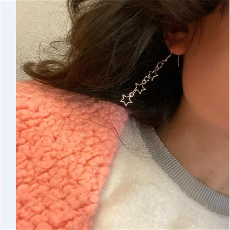 Sweet Cool Dangle Earrings Simple Hollow Star Pendant Drop Earrings Statement Jewelry Fashion Small Hoop Earrings