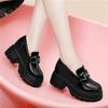Loafer Damen Herbst und Winter neu Ein-Pedal Einzelne Schuhe Schwarz Kleine Lederschuhe Plateau Hoher Absatz Vielseitig Damenschuhe