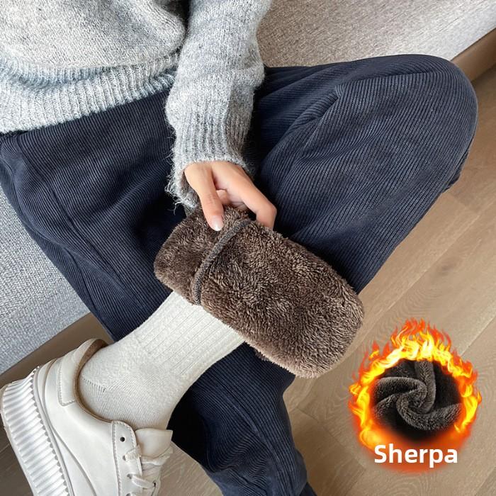 Women's High Waisted Straight Leg Winter Pants - Thickened Fleece Lined Elastic Waistband, Casual Pants for Autumn and Winter, Middle East Series
