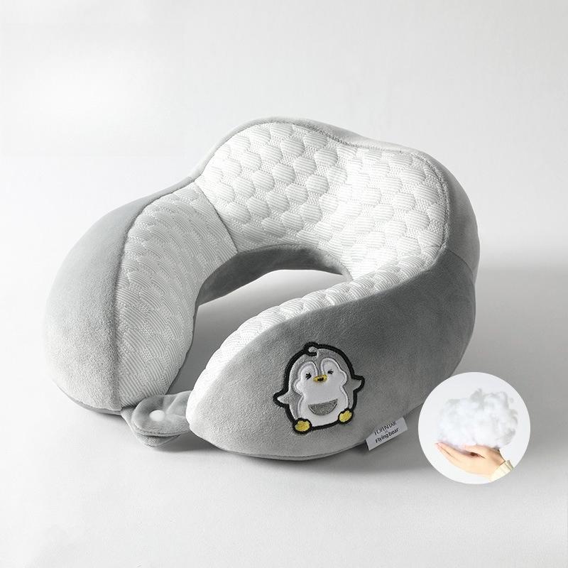 Cute Cartoon Hump U Shaped Pillow Ice Doudou Cooling Fabric Portable Cervical Protection for Office Nap Travel Cozy серый
