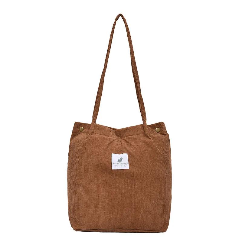 Soft Corduroy Bag Women Shopping Bag Casual Hasp Ladies One Shoulder Tote Bags Fashion Shop Women Handbags