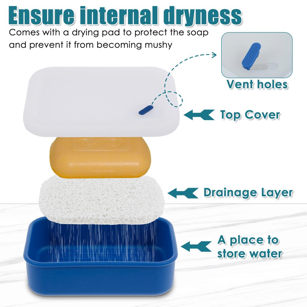 Travel Soap Case Silicone Shampoo Bar Holder with Draining Leakproof Portable Travel Soap Container for Bathroom