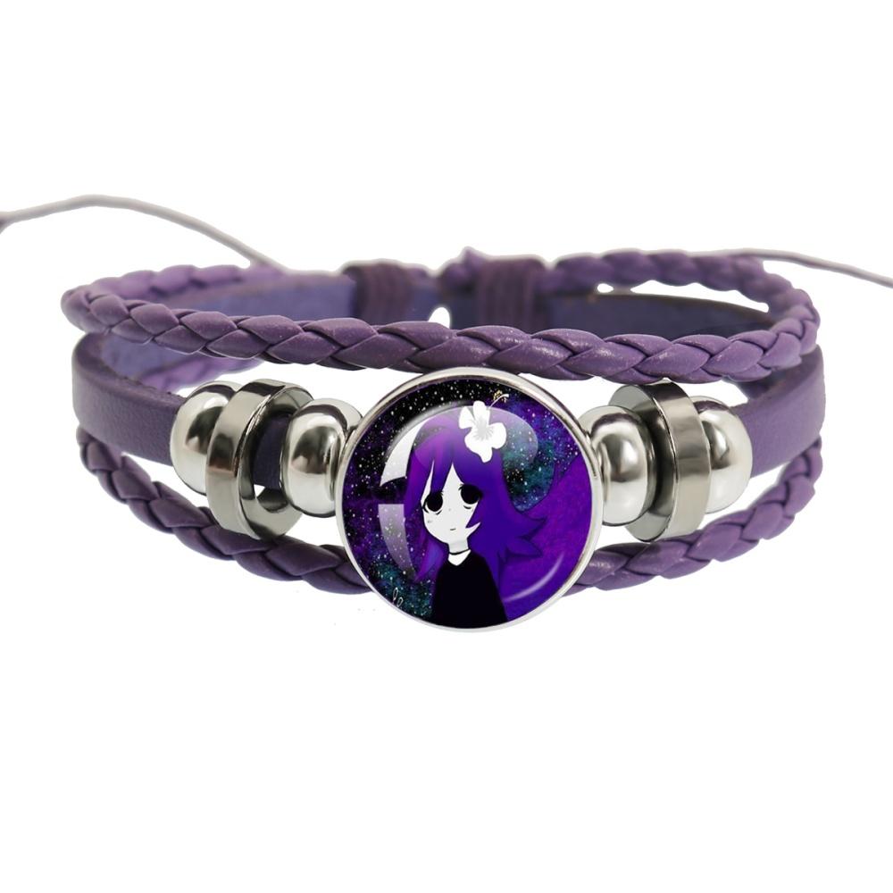 Sewerslvt Schizofrenia Dnb Cover Album Cartoon Creative Button Rope Button Purple Leather Bracelet Jewelry Charm Fans Gift