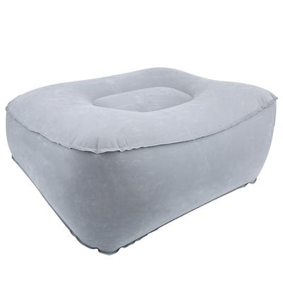 Inflatable Flocking Travel Foot Rest Pillow Travel Flights Relax Cushion With Air Pump(Gray)