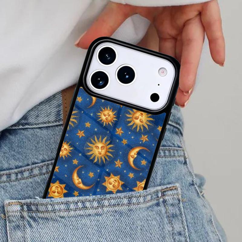 Sun And Moon Star Phone Case for iPhone 17ProMax 12 13 14 15 16e 17 Pro Max Plus Air Cover