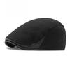 Unisex British Vintage Faux Suede Flat Cap, Leather Trim Duckbill Beret, Casual Painter Newsboy Hat for Men and Women