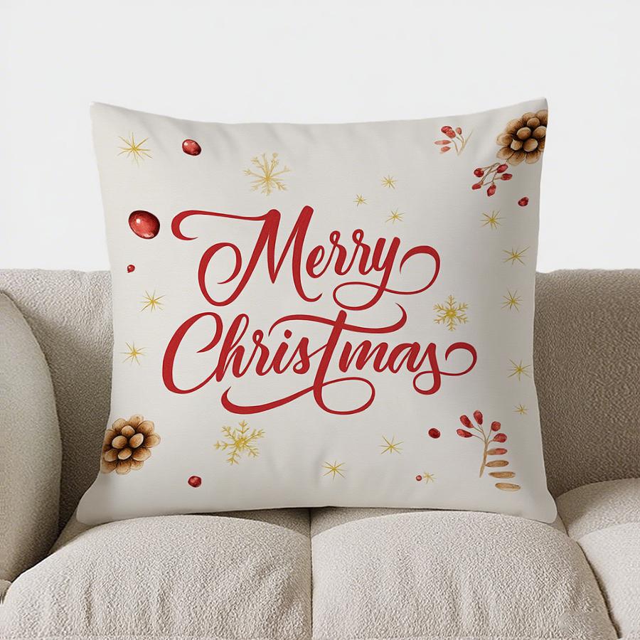 Home Decor Snowman Sleigh Christmas Decorative Pillow Cover Pattern Cushion Cover Suitable For Sofa Bedroom Car Pillow Cover