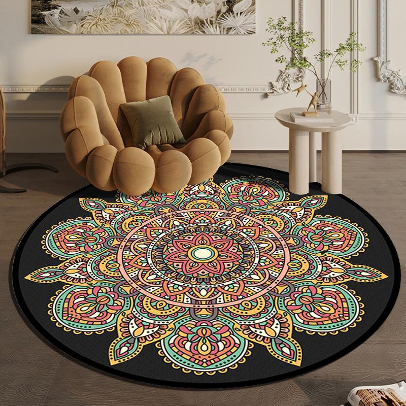 Tappeto rotondo grande in stile etnico nordico per camera da letto, tappeto in cotone intrecciato Bohemia, tappeto lavorato a maglia, 90 cm, 120 cm, 150 cm