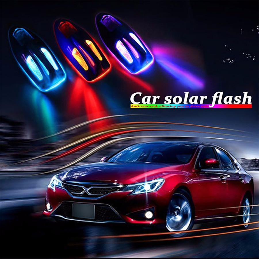 Solar Power Shark Fin Anti-rear-end Warning Lamp LED Decoration Strobe Lamp Gray