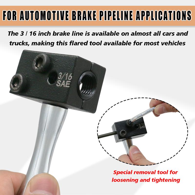3/16 Inch Brake Line Double Flaring Tool Handheld 45 Degree SAE for Brake Hose Nickel Tube and Copper Tubing 4.75mm