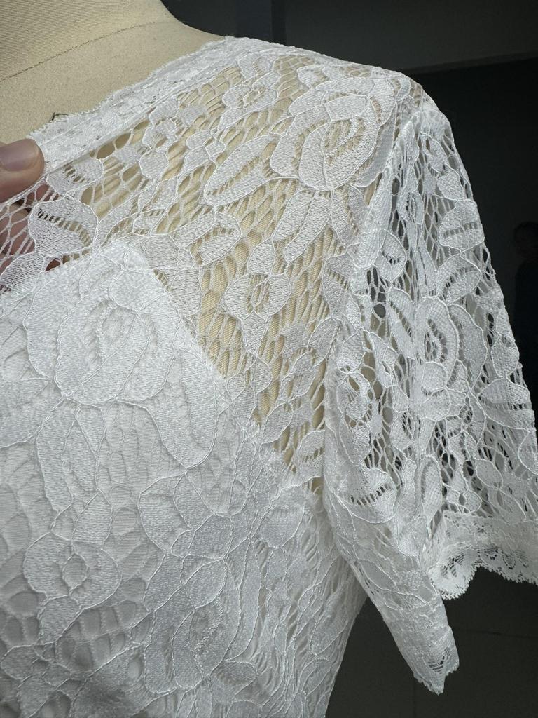 2025 Autumn/Winter V-neck Lace Hollow-out Short-sleeved Evening Party Dress
