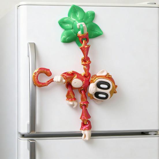 Jucărie Monkey Imprimată 3D cu Magneți Maimuță Articulată Suspendată cu Magneți Articulații Mobile Monkey Jucărie Fidget Decorațiune Magnet de Frigider