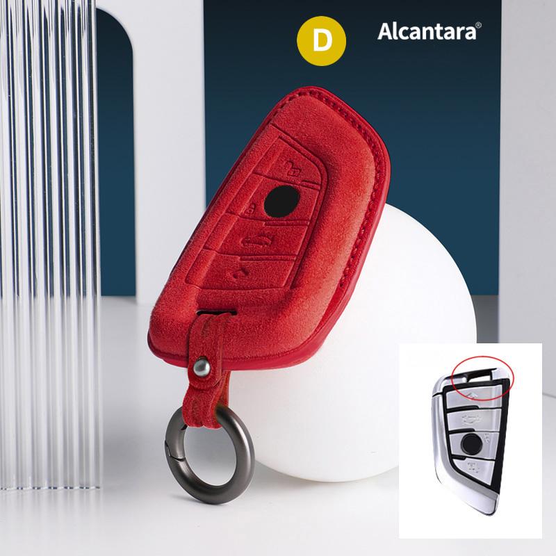 Alcantara Car Key Case Cover For Bmw X1 X5 X6 1 2 3 5 7 Series F15 F16 F20 F22 F30 F32 G30 Keychain Accessories