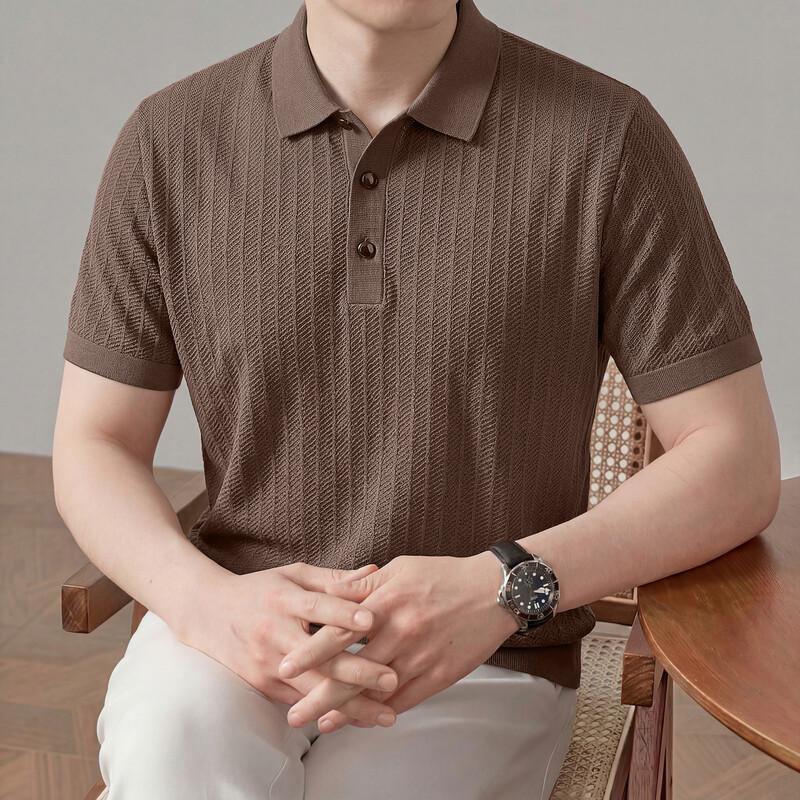 Men s Polo Collar Short Sleeve Knit Shirt 180