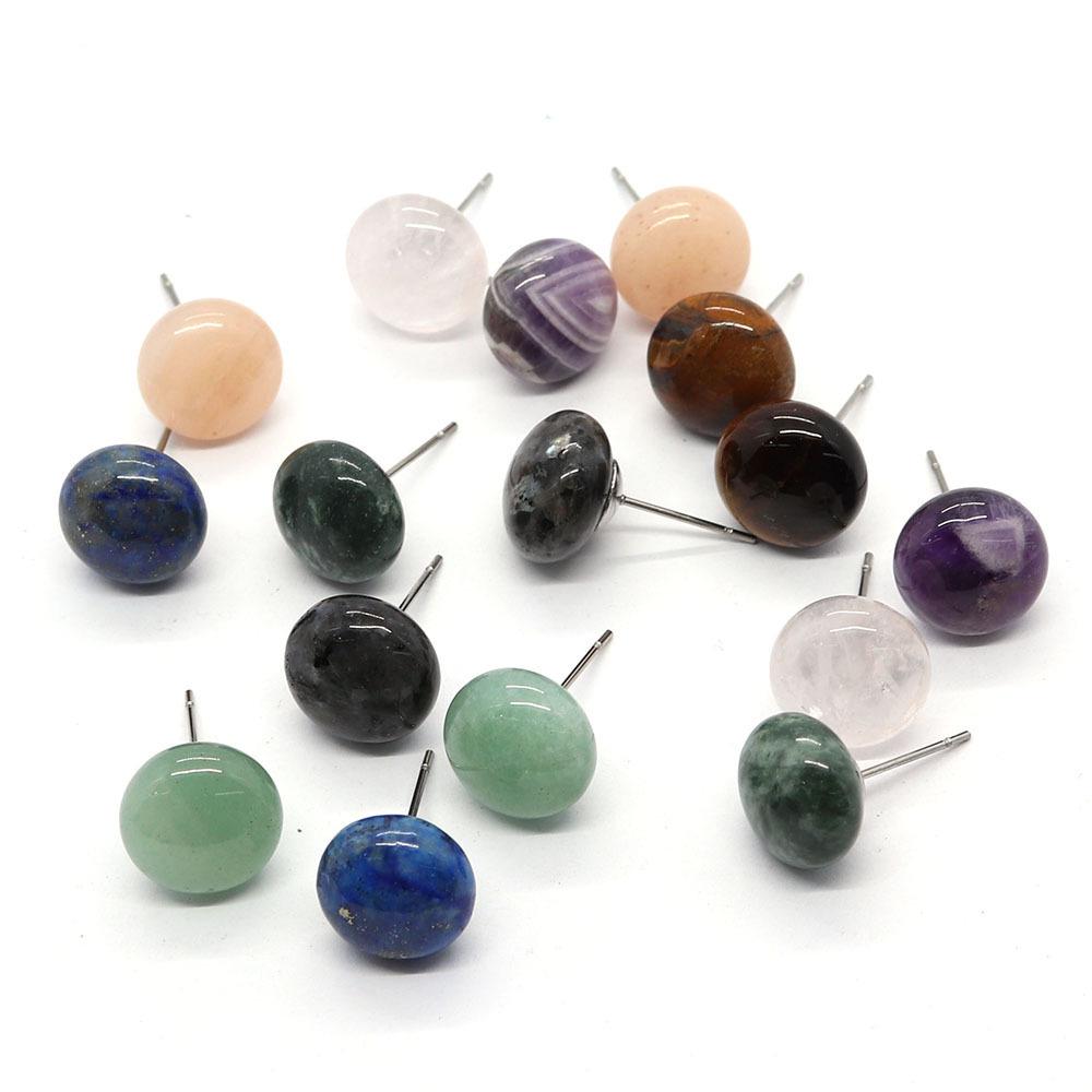 Natural Stone Green Aventurine & Amethyst Stud Earrings with Tiger Eye - Exclusive Jewelry Collection