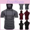 Stylish Men's Hooded Pullover T Shirt Tank Top With Protective Mask For Active Wear
