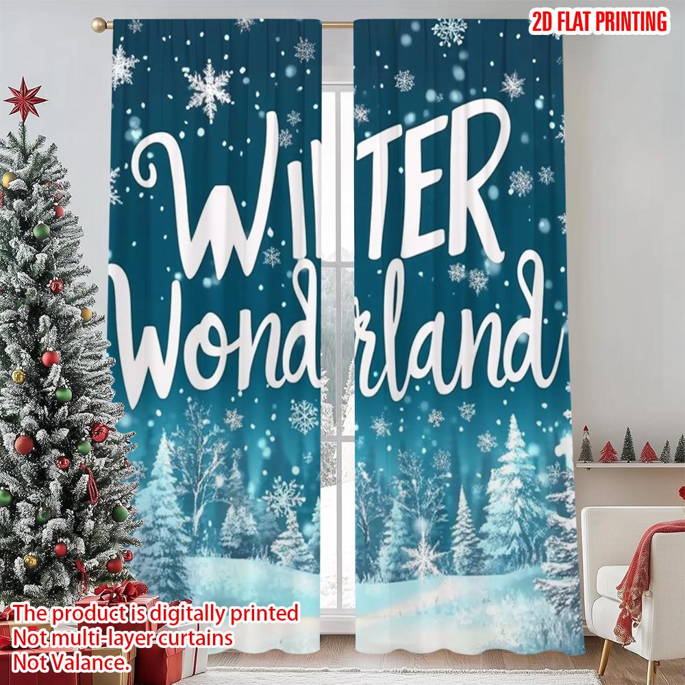 

2 шт. 2D плоская печать Счастливого Рождества Популярная вечеринка Занавески для окон зимняя сказка 01 Универсальная ткань без электричества 52.50×116.00 CM 2pcs