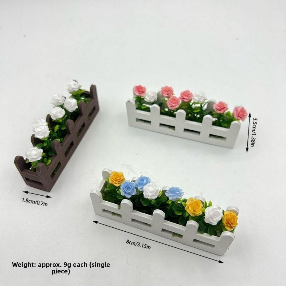 1:12 Scale Flower Fence Decor Lifelike Miniature Potted Plants Toys  Doll House Decor