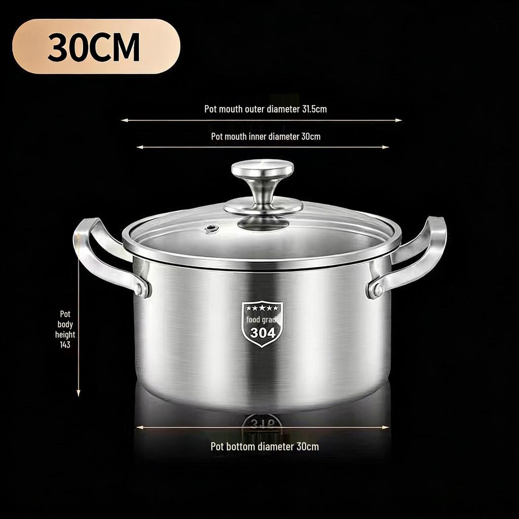 316L Stainless Steel Soup Pot with Handles - Non-Stick for Steaming, Cooking, and Stewing On Induction Cookers