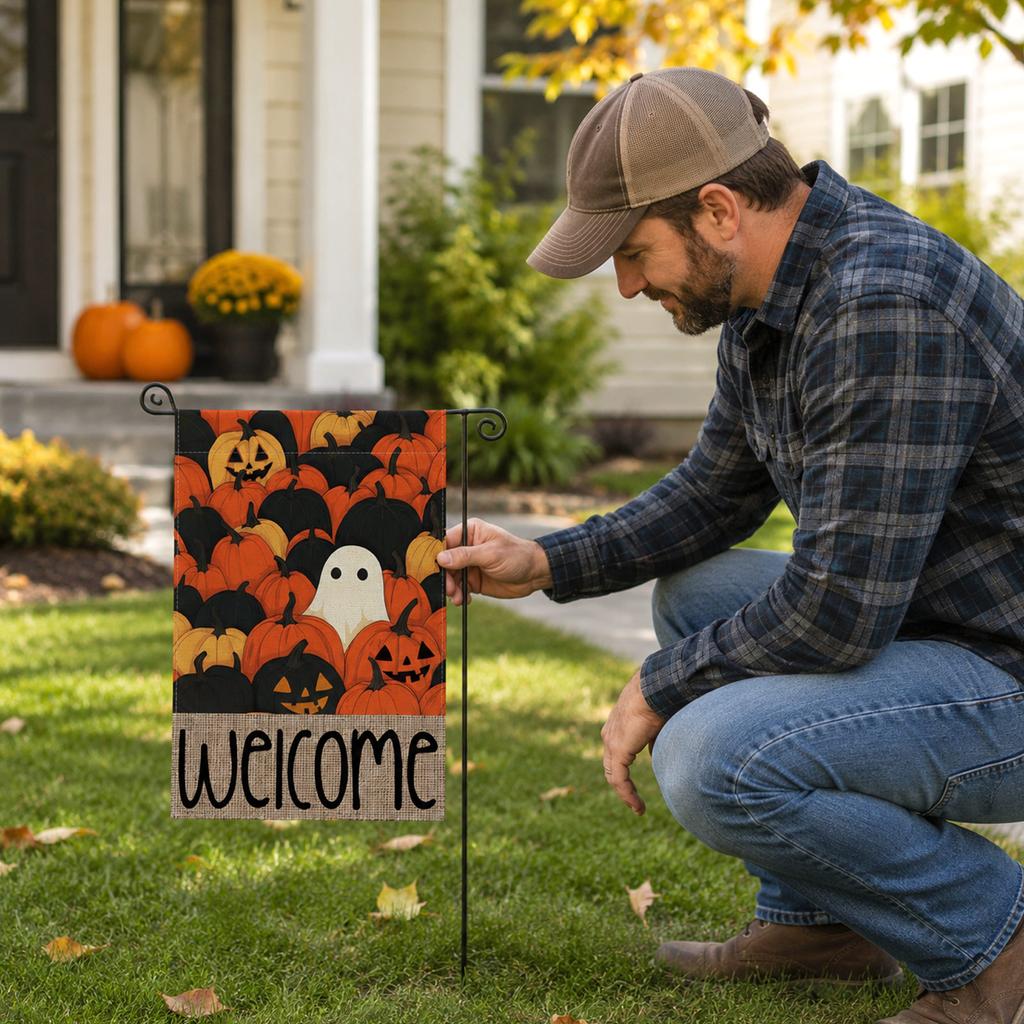 Halloween Garden Flag for Outdoor Yard Decoration, Fall Seasonal Garden Flag