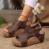 Store sandaler med kilehæl, kule tøfler, sommernyhet, retro plattform, romerske sandaler, damesko med åpen tå, muffins-tøfler