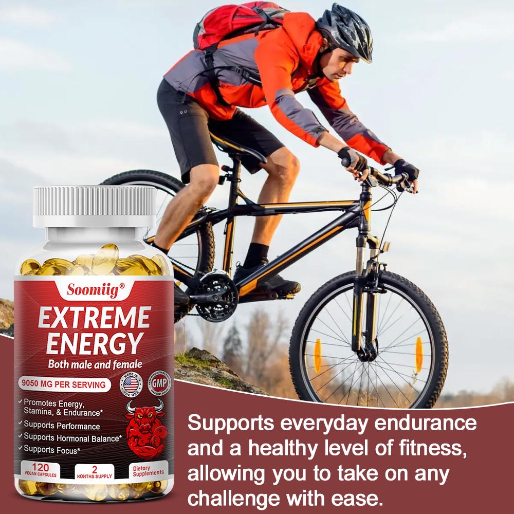 Extreme Energie 9050mg Hochpotente Leistungsunterstützungsformel für Männer & Frauen, 120 Vegane Kapseln